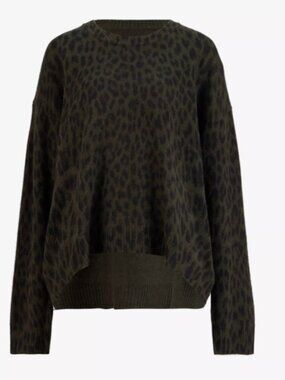 Zadig & Voltaire Green Leopard Cashmere Sweater